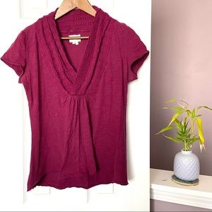 Deletta Anthropologie Knit Crochet v-neck tee